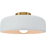 Gloss White Brushed Brass Ceramic Small Spire Semi-Flush by Justice Design