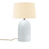 Gloss White Cream Linen Fabric Ceramic Tall Kava Table Lamp with Fabric Shade by Justice Design