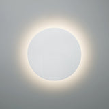 Gloss White Small Ceramic Round Backlit Color Temperature Selectable LED Wall Sconce by Justice Design