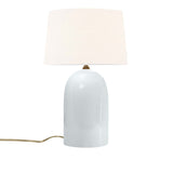 Gloss White White Linen Fabric Ceramic Tall Kava Table Lamp with Fabric Shade by Justice Design