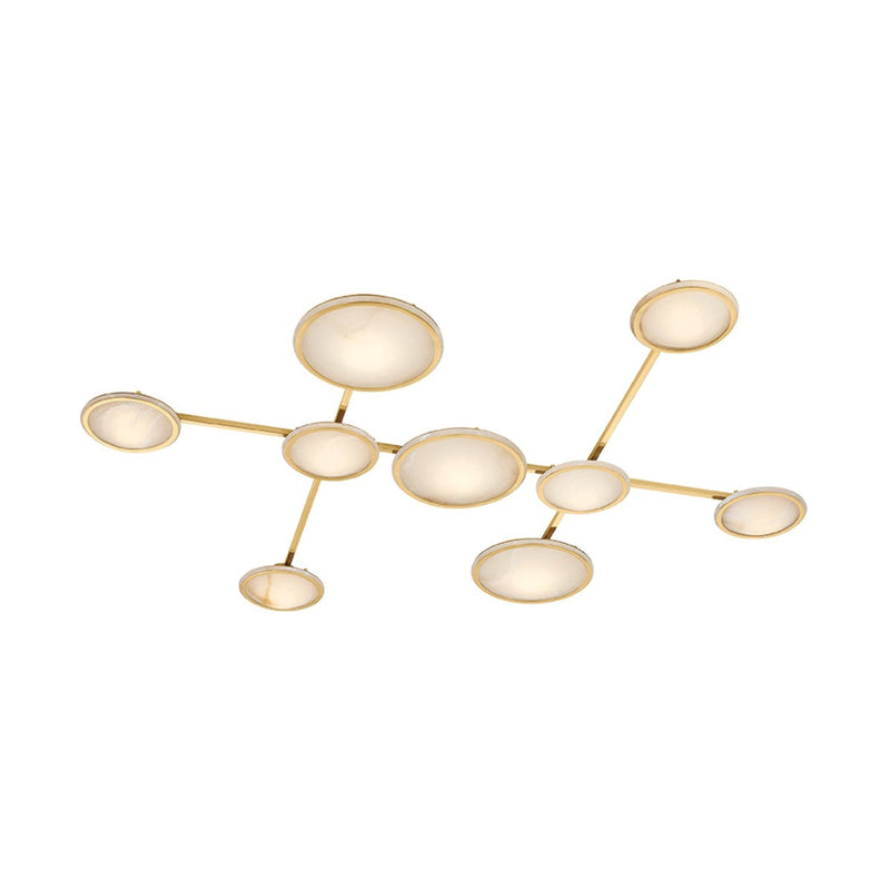 Goshenite Semi Flush - 9 Light in Vintage Brass by Corbett