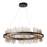 Gossamer Circular LED Pendant, shown in Black, Soft Gold, by Hubbardton Forge