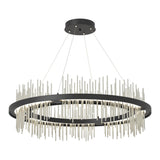 Gossamer Circular LED Pendant in Black, Sterling by Hubbardton Forge
