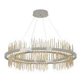 Gossamer Circular LED Pendant in Sterling, Soft Gold by Hubbardton Forge