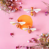 Honey Bees Wall Art, Set of 3, styled in an interior