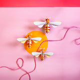 Honey Bees Wall Art, Set of 3, styled in an interior