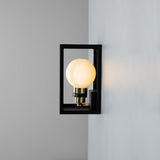 Hamilton Outdoor Wall Light - Matte Black & Natural Brass