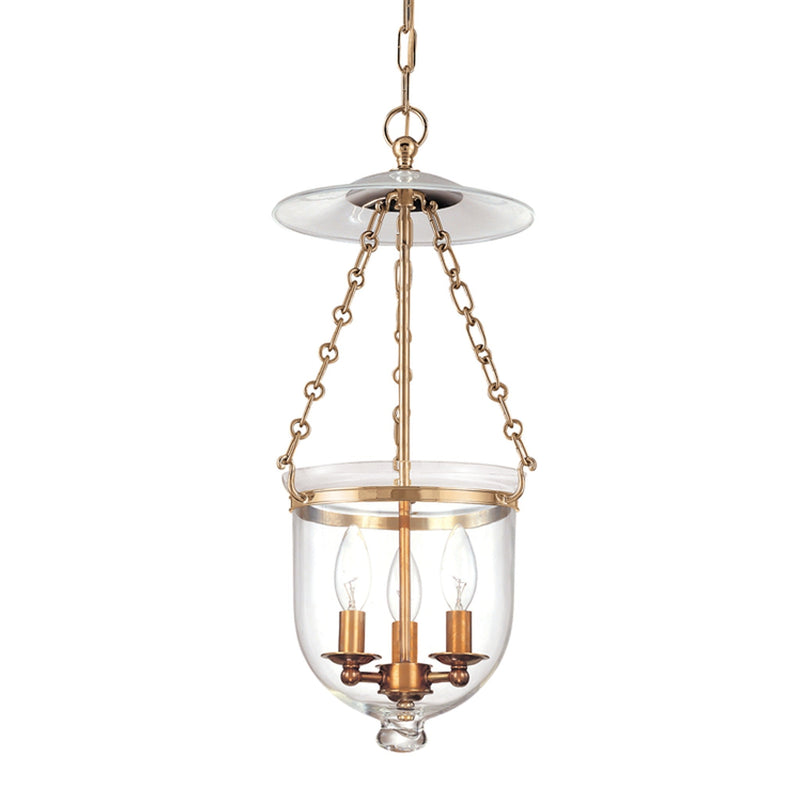 Hampton Pendant Small Clear Aged Brass by Hudson Valley