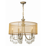 Hampton Silk-Shade Crystal Chandelier 24'' Antique Brass
