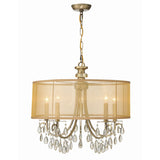 Hampton Silk-Shade Crystal Chandelier 24'' Antique Brass