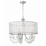 Hampton Silk-Shade Crystal Chandelier 24'' Polished Chrome