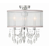Hampton Silk-Shade Crystal Semi-Flush Mount 14'' Polished Chrome