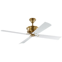 Hand-Ribbed Antique Brass Housing with Matte White Blades Subway 56" Ceiling Fan by Visual Comfort Fans
