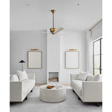 Hand-Ribbed Antique Brass Housing with Matte White Blades Subway 56" Ceiling Fan by Visual Comfort Fans in Living Room