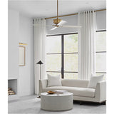 Hand-Ribbed Antique Brass Housing with Matte White Blades Subway 56" Ceiling Fan by Visual Comfort Fans in Living Room