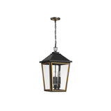 Hawkins Outdoor Hanging Lantern 12'' Matte Black + Textured Gold
