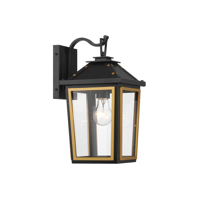 Hawkins Outdoor Wall Lantern 7.25'' Matte Black + Textured Gold