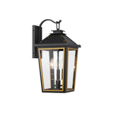 Hawkins Outdoor Wall Lantern 9.5'' Matte Black + Textured Gold
