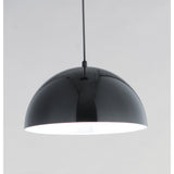 Hemisphere Pendant Light by ET2 - 14 Inch Gloss Black / Aluminum