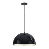 Hemisphere Pendant Light by ET2 - 24 Inch Gloss Black / Aluminum