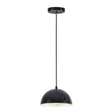 Hemisphere Pendant Light by ET2 - 9 Inch Gloss Black / Aluminum