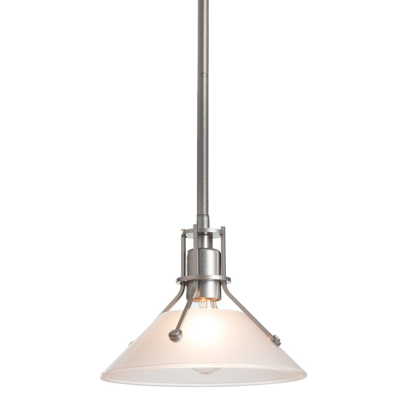 Henry Glass Mini Pendant, shown in Vintage Platinum, Frosted Glass, by Hubbardton Forge