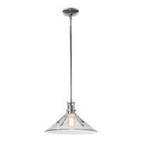 Henry Glass Shade Pendant, shown in Sterling, Clear Glass, by Hubbardton Forge