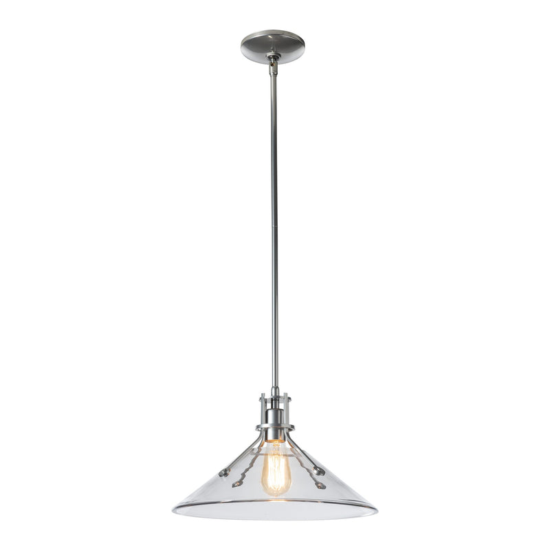Henry Glass Shade Pendant, shown in Sterling, Clear Glass, by Hubbardton Forge
