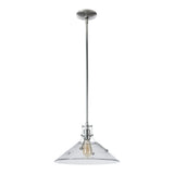 Henry Glass Shade Pendant, shown in Sterling, Clear Glass, by Hubbardton Forge