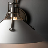 Henry Metal Shade Wall Sconce Large detail in Dark Smoke, White, by Hubbardton Forge