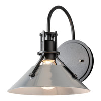 Henry Metal Shade Wall Sconce Small, shown in Black, Sterling, by Hubbardton Forge