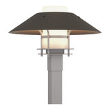 Henry Outdoor Post Lantern in Coastal Burnished Steel, Opal Glass, Coastal Dark Smoke by Hubbardton Forge