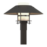 Henry Outdoor Post Lantern in Coastal Oil Rubbed Bronze, Opal Glass, Coastal Natural Iron by Hubbardton Forge