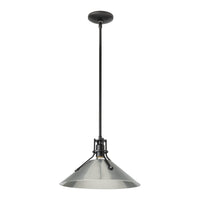 Henry Steel Shade Pendant, shown in Black, Sterling, by Hubbardton Forge