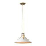 Henry Steel Shade Pendant, shown in Modern Brass, White, by Hubbardton Forge