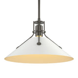 Henry Steel Shade Pendant in Dark Smoke, White by Hubbardton Forge