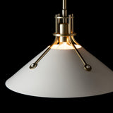 Henry Steel Shade Pendant detail in Modern Brass, White, by Hubbardton Forge