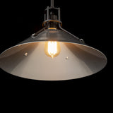 Henry Steel Shade Pendant detail in Black, Sterling, by Hubbardton Forge