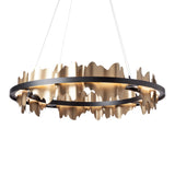Hildene Circular LED Pendant, shown in Black, Soft Gold, by Hubbardton Forge