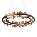 Hildene Circular LED Pendant, shown in Black, Soft Gold, by Hubbardton Forge