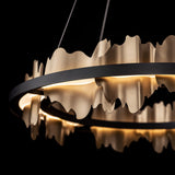Hildene Circular LED Pendant detail in Black, Soft Gold, by Hubbardton Forge