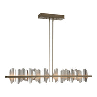 Hildene LED Linear Suspension, shown in Dark Smoke, Vintage Platinum, by Hubbardton Forge