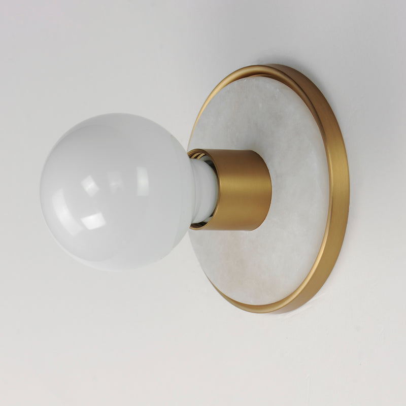 Hollywood Wall Light Whit Alabaster Natural Aged Brass By Maxim Lighting Side View