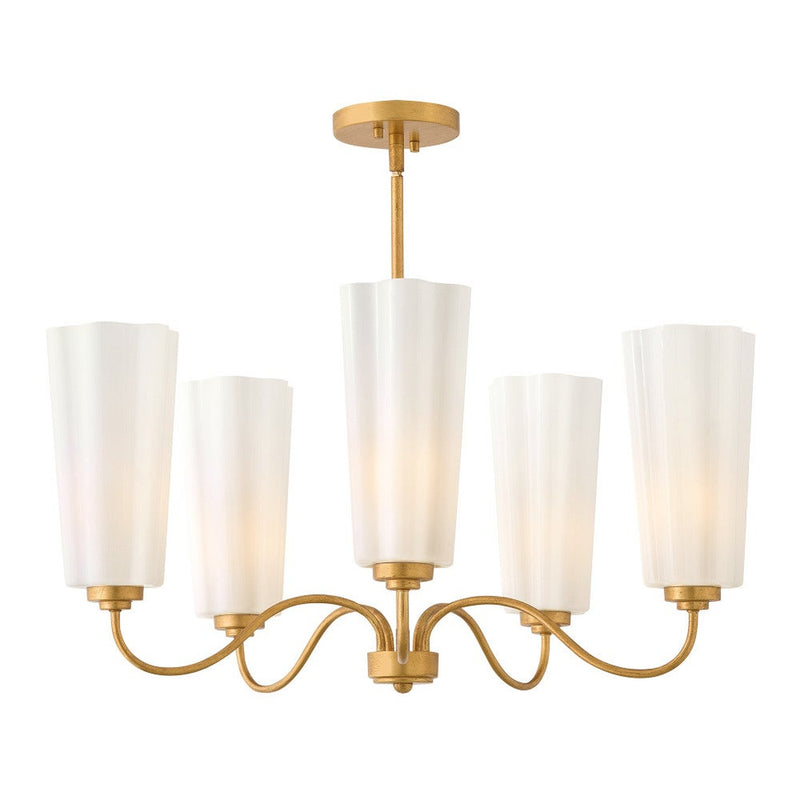 Honey Single Tier Chandelier - Distressed Brass