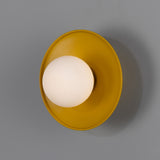 Honey Yellow Aosta Brass Disc Bathroom Wall Light by Mullan Lighting