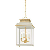 Houghton Lantern - 12.75 Inch - Aged Brass with Off-White by Hudson Valley