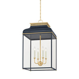 Houghton Lantern - 19 Inch - Aged Brass with Darkest Blue by Hudson Valley