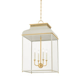 Houghton Lantern - 19 Inch - Aged Brass with Off-White by Hudson Valley