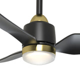 Hugo CCT Ceiling Fan Brushed Gold Matte Black By Kuzco Detailed View LED
