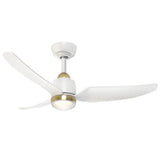 Hugo CCT Ceiling Fan Brushed Gold Matte White By Kuzco
